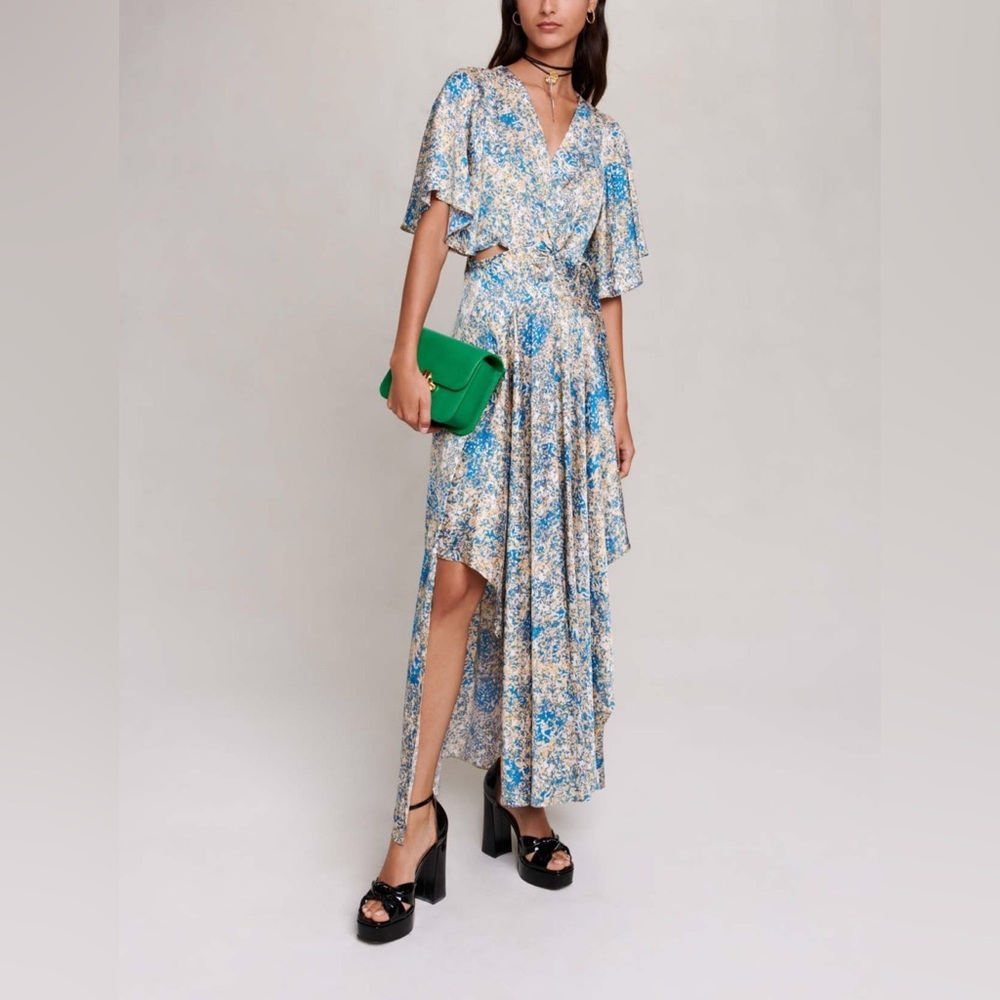 Maje Printed Floral Blue and White Dress